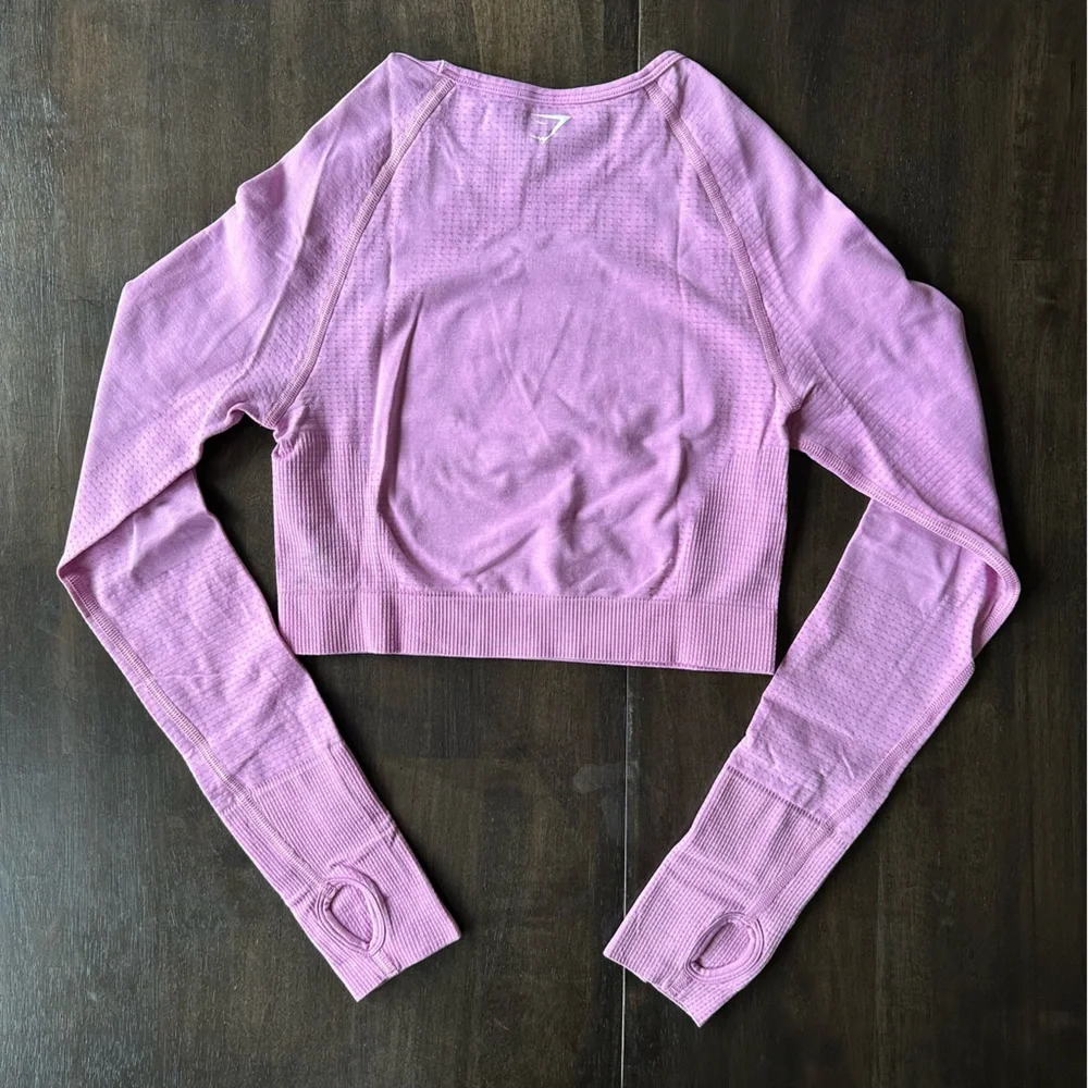 Gymshark Pink Seamless Athletic Shorts & Crop Long Sleeve Set - Picture 3 of 10